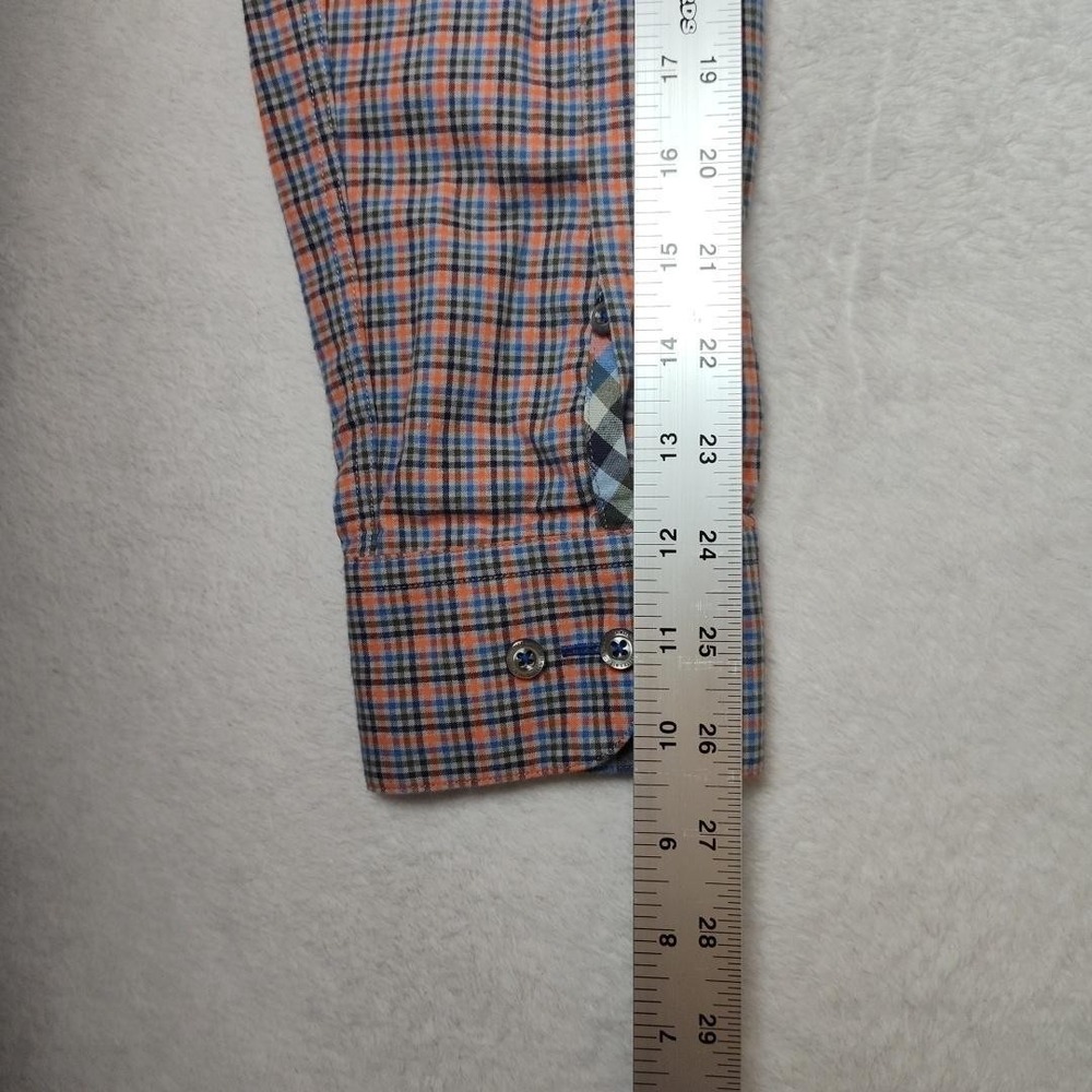 Hammer Made Shirt Mens 17 Orange Plaid Button Up Long Sleeve Cotton Woven - Picture 11 of 12